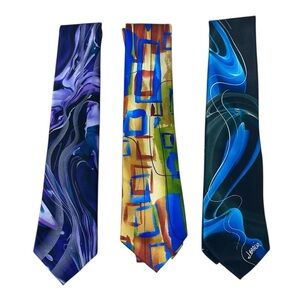 Men's Colorful Silk Ties - Purple, Orange, Black